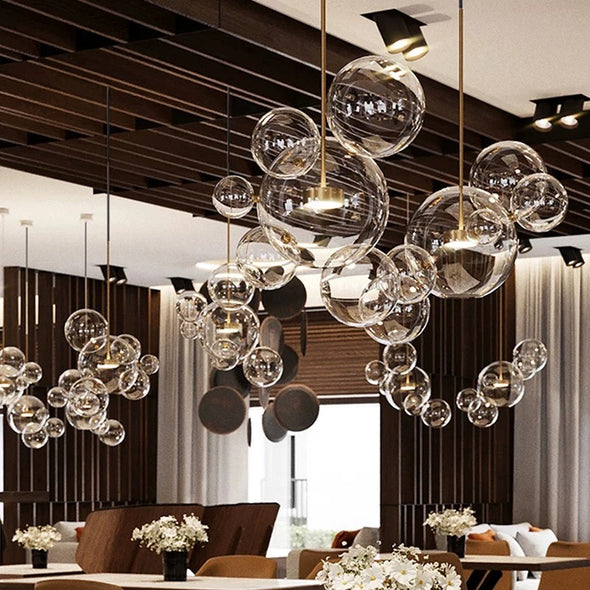 Modern Glass Chandelier Long Ceiling Pendant Hanging Light Loft Home Decor