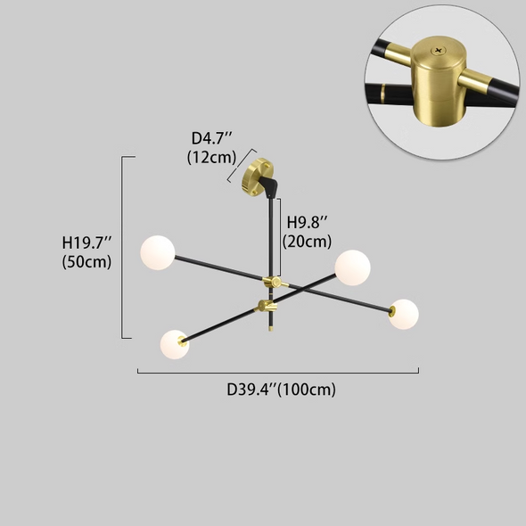 Modern Led Chandelier Home Decoration Long Pole Design Adjustable Angle Black/Gold Hanging Lamps