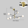 Modern Led Chandelier Home Decoration Long Pole Design Adjustable Angle Black/Gold Hanging Lamps