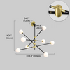 Modern Led Chandelier Home Decoration Long Pole Design Adjustable Angle Black/Gold Hanging Lamps