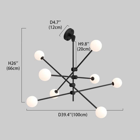 Modern Led Chandelier Home Decoration Long Pole Design Adjustable Angle Black/Gold Hanging Lamps