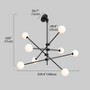 Modern Led Chandelier Home Decoration Long Pole Design Adjustable Angle Black/Gold Hanging Lamps