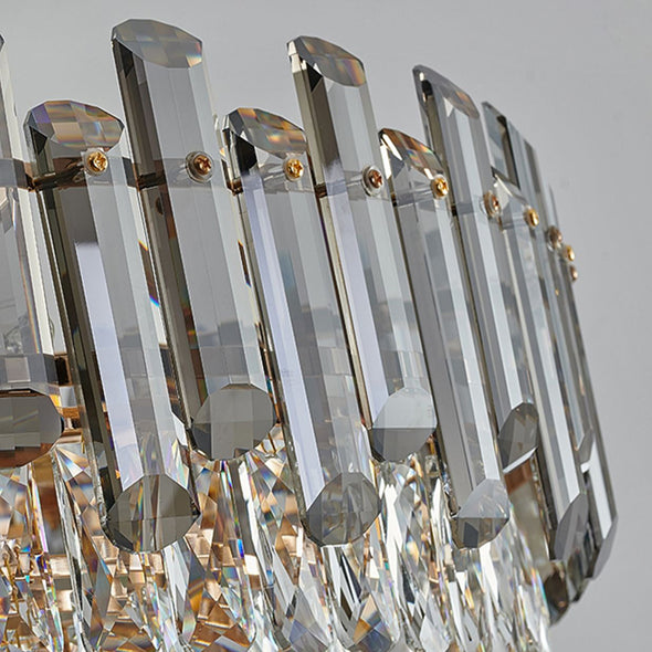 Modern Luxury Crystal Pendant Light Amber/ Clear/ Grey High Ceiling Chandelier For Kitchen Island Bedroom Living Room