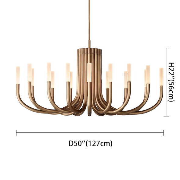 Post-modern All Copper Chandeliers American Retro Lights Gold For Kitchen Island Luxury Villa Hotel Club Home Decorative Lamps