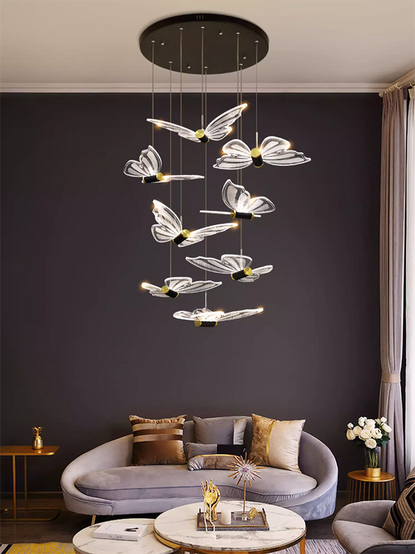 Nordic Butterfly chandeliers Gold Creative home decor Lustre Pendant Lights Hanging Lamps For LED Lights fixture