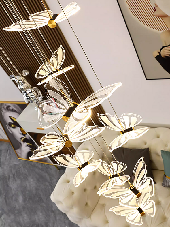 Nordic Butterfly chandeliers Gold Creative home decor Lustre Pendant Lights Hanging Lamps For LED Lights fixture