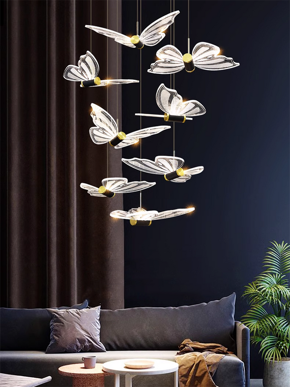 Nordic Butterfly chandeliers Gold Creative home decor Lustre Pendant Lights Hanging Lamps For LED Lights fixture