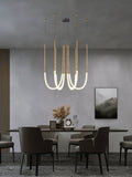 Creative Chandelier Line With C-shaped Ceiling Lamp Decor  Living Room Showroom Hanging Lights Fixture Black/Gold