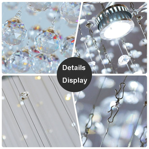 Modern Crystal Loft Long Ceiling Chandeliers Luxury Hanging Pendant For Staircase Foyer