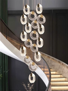 Modern Circle Chandeliers Crystal Led Villa Home Decor Living Room Stairway Hanging Lamps Bedroom Dining Indoor Pendant Lights