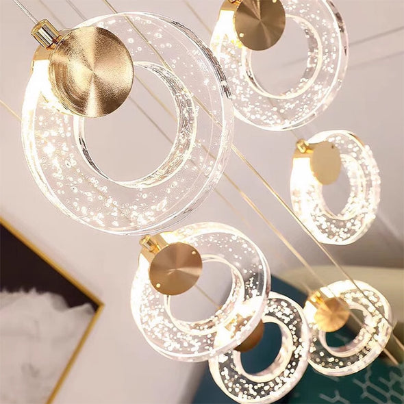 Modern Circle Chandeliers Crystal Led Villa Home Decor Living Room Stairway Hanging Lamps Bedroom Dining Indoor Pendant Lights