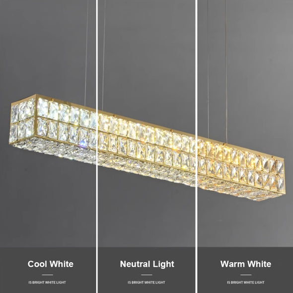 Modern Rectangular Crystal Pendant Luxury Decor For Home Kitchen Island Living Dining Room Chandelier Light