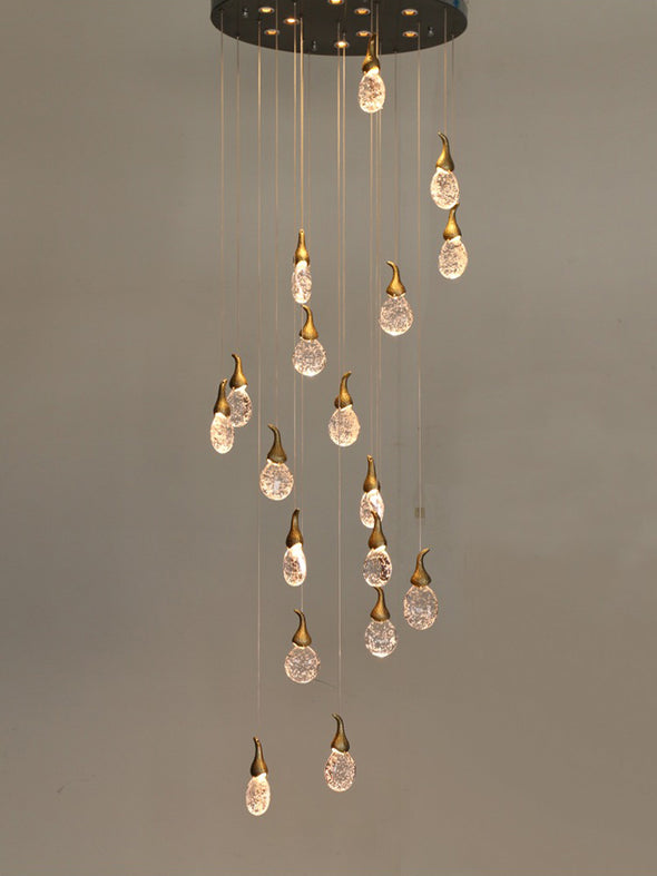 Eggplant Shape Crystal Chandelier Luxury Long Ceiling Pendant Light For Staircase Loft