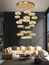 Lotus Leaf Chandeliers Decor For Kitchen Island New Chinese Style Pendant Lights Duplex Villa Stair Living Room Loft Apartment