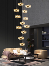 Lotus Leaf Chandeliers Decor For Kitchen Island New Chinese Style Pendant Lights Duplex Villa Stair Living Room Loft Apartment