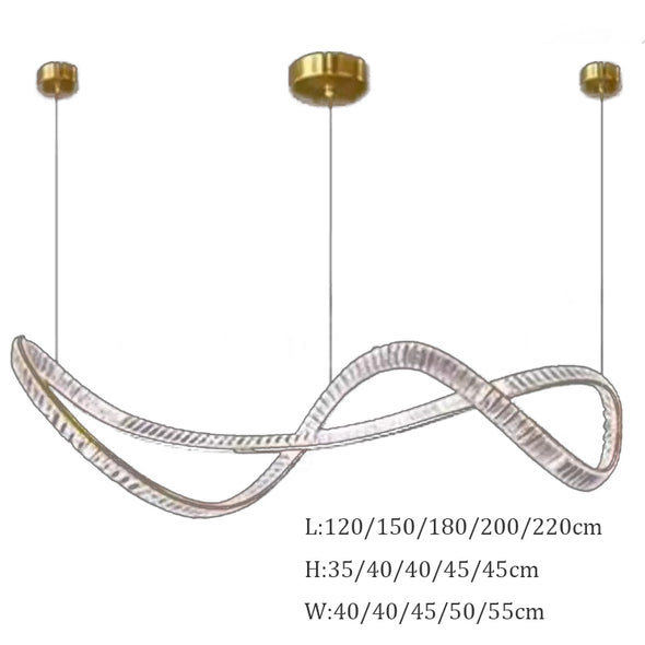 High Ceiling Crystal Chandelier Silver/Gold Ripple Pendant Light For Living Room Kitchen Island