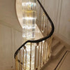 Modern Crystal Chandelier Large Hanging Pendant Light Long Ceiling Lamp For Spiral Staircase Villa