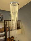 Modern Large Chandelier High Ceiling Staircase Flush Mount Light Crystal Fixture