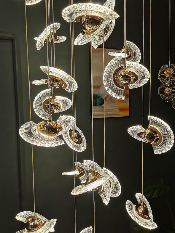 Creative UFO Chandelier Luxury Rotating Pendant Light For Staircase Foyer Living Room