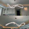 High Ceiling Crystal Chandelier Silver/Gold Ripple Pendant Light For Living Room Kitchen Island