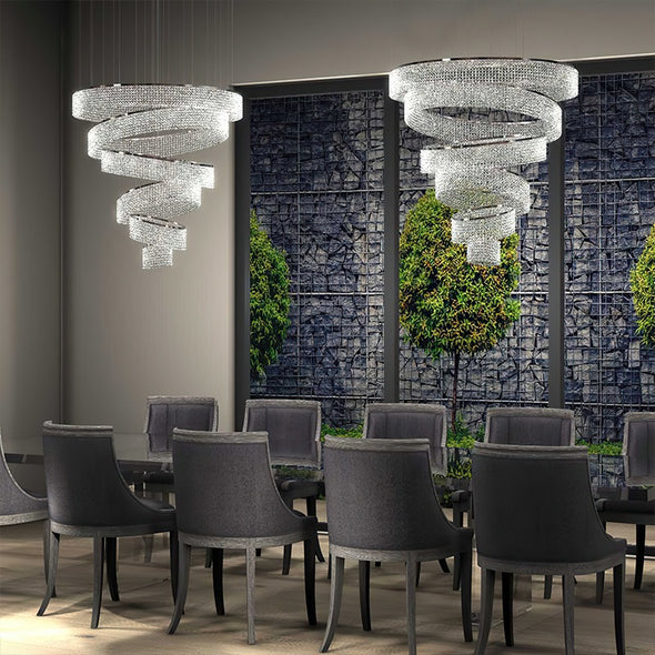 Crystal Long Chandelier Luxury Ceiling Pendant Light For Villa Hotel Lobby