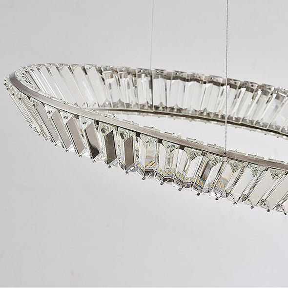 High Ceiling Crystal Chandelier Silver/Gold Ripple Pendant Light For Living Room Kitchen Island