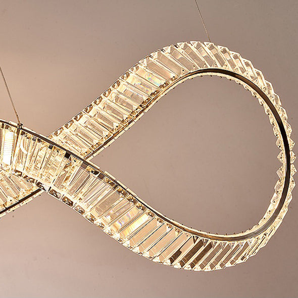 High Ceiling Crystal Chandelier Silver/Gold Ripple Pendant Light For Living Room Kitchen Island