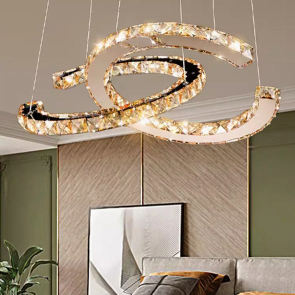 Luxury Crystal Pendant Light High Ceiling Chandelier Lamp Home Decorative Lighting For Bedroom Living Room