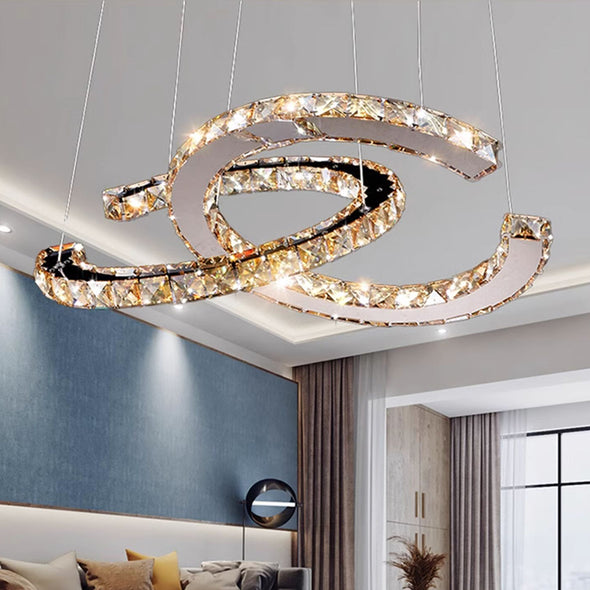 Luxury Crystal Pendant Light High Ceiling Chandelier Lamp Home Decorative Lighting For Bedroom Living Room