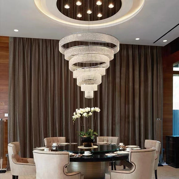 Crystal Long Chandelier Luxury Ceiling Pendant Light For Villa Hotel Lobby