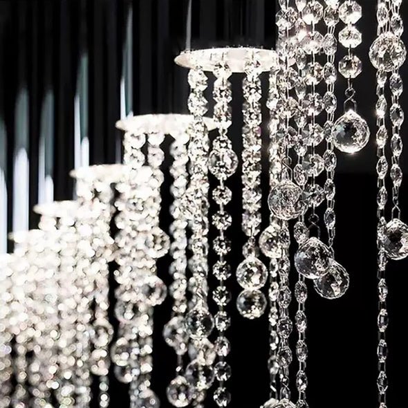 Tassel Crystal Chandelier Luxury Hanging Pendant Light For Hotel Lobby Living Room