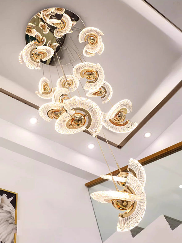 Creative UFO Chandelier Luxury Rotating Pendant Light For Staircase Foyer Living Room