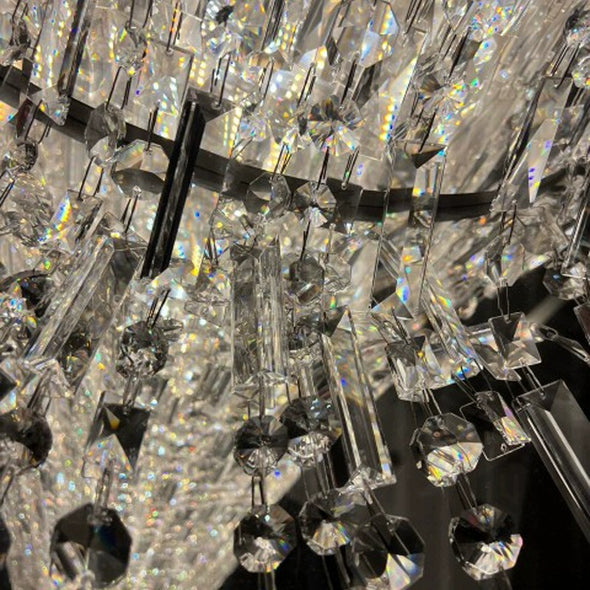 Luxury Waterfall Chandelier Crystal Large Long Pendant Light Fixture For Spiral Staircase Villa