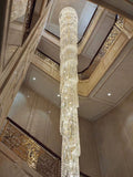 Luxury Crystal Chandelier Waterfall Design Long Ceiling Pendant For Staircase