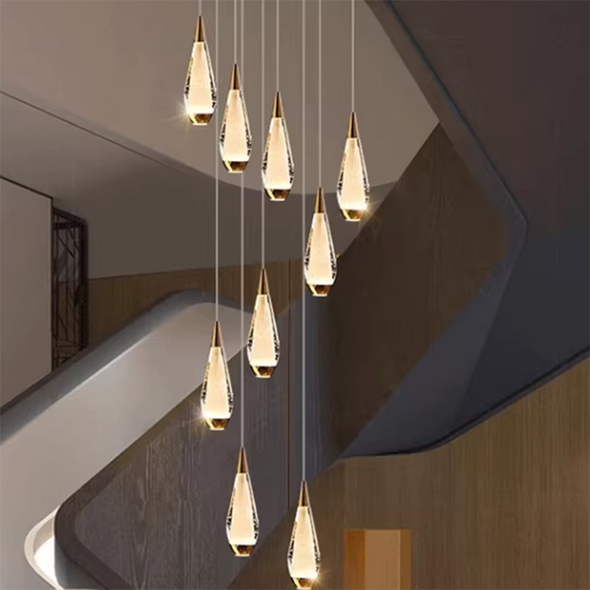 Nordic Cusp Pendant Lights Crystal Home Decor For Kitchen island Hanging Led Chandeliers Stairwell Lamps Living Room Dining Room