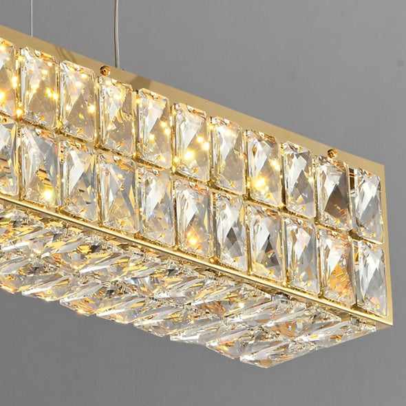 Modern Rectangular Crystal Pendant Luxury Decor For Home Kitchen Island Living Dining Room Chandelier Light