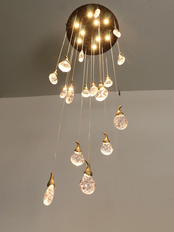 Eggplant Shape Crystal Chandelier Luxury Long Ceiling Pendant Light For Staircase Loft