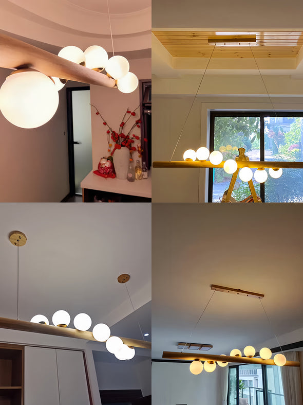 Kitchen Island Chandelier Ironwork and Acrylic LED Strip Light