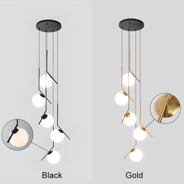 Post Modern Chandelier Glass Ball Hanging Pendant Light Fixture Long Ceiling Lamp For Staircase Dining Table