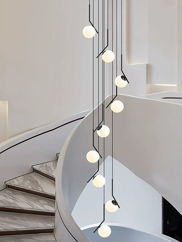 Post Modern Chandelier Glass Ball Hanging Pendant Light Fixture Long Ceiling Lamp For Staircase Dining Table