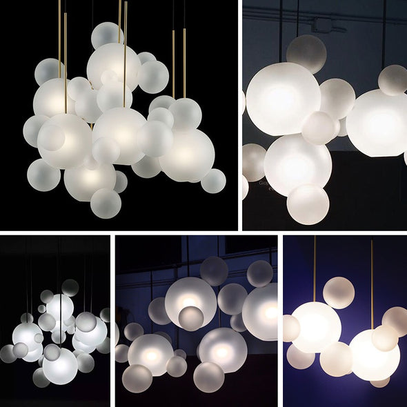 Minimalist Glass Ball Chandelier Long Ceiling Pendant Bubble Light Home Decor For Showroom Cafe