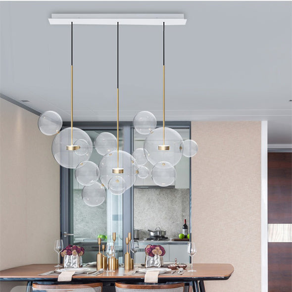 Modern Glass Chandelier Long Ceiling Pendant Hanging Light Loft Home Decor