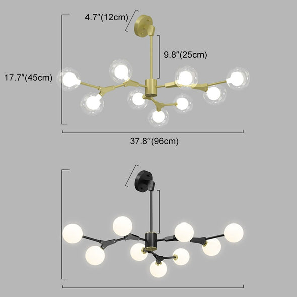 Post Modern Chandelier With Glass Ball Hanging Pendant Light For Sloped Ceiling Living Room