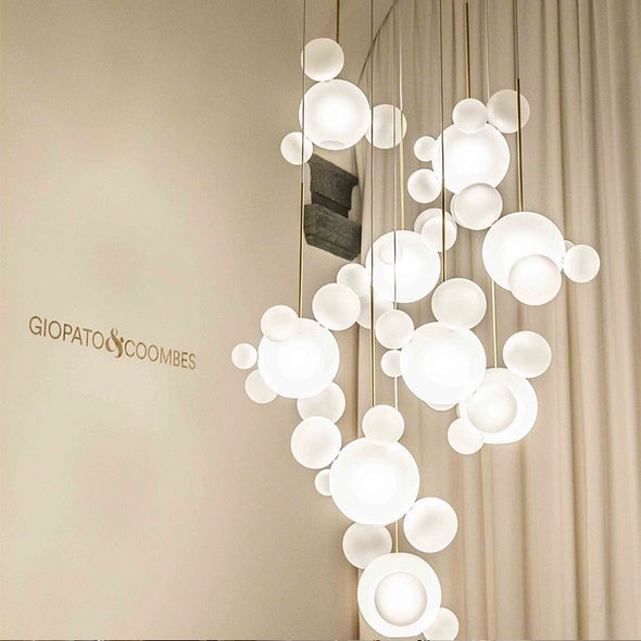 Minimalist Glass Ball Chandelier Long Ceiling Pendant Bubble Light Home Decor For Showroom Cafe