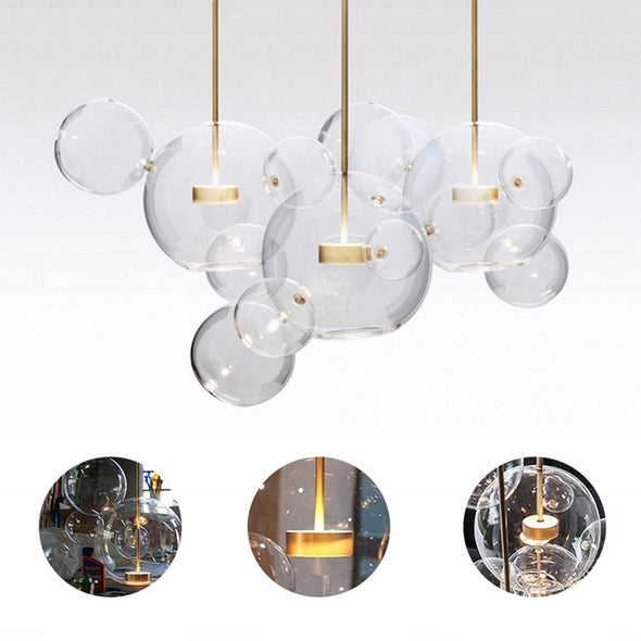 Modern Glass Chandelier Long Ceiling Pendant Hanging Light Loft Home Decor