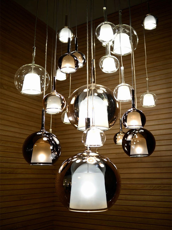 Creative Glass Pendant Lamp LED Orb Ceiling Chandelier For Loft Villa Staircase Hanging Lights