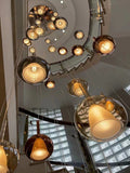 Creative Glass Pendant Lamp LED Orb Ceiling Chandelier For Loft Villa Staircase Hanging Lights