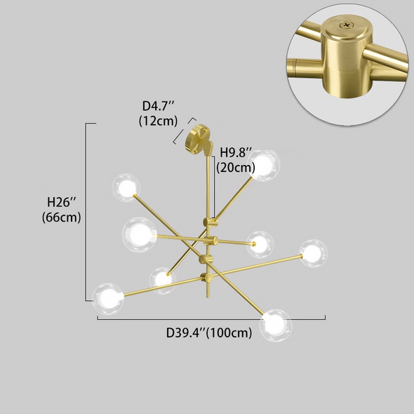 Modern Led Chandelier Home Decoration Long Pole Design Adjustable Angle Black/Gold Hanging Lamps