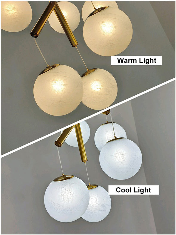 Retro Luxury Ball Chandelier Frosted Glass Pendant Light Loft Hanging Lamp For Staircase Foyer