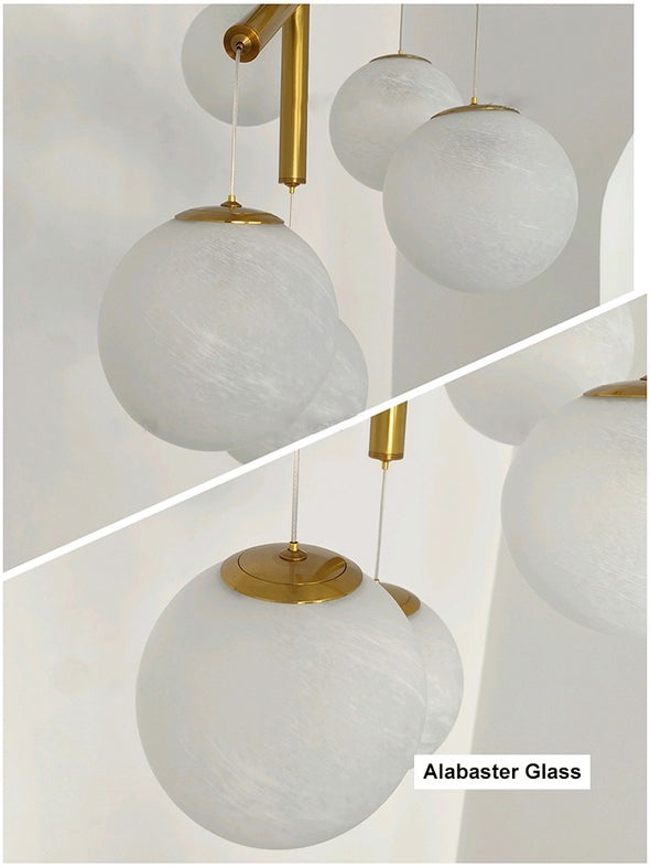 Retro Luxury Ball Chandelier Frosted Glass Pendant Light Loft Hanging Lamp For Staircase Foyer